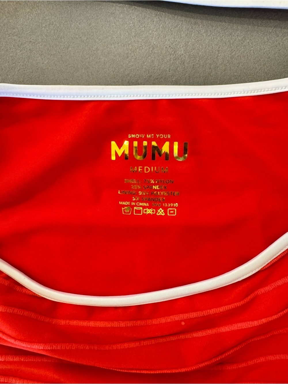 Show Me Your Mumu Red Two-Piece Bikini with White Trim and Front Zip - Picture 4 of 4